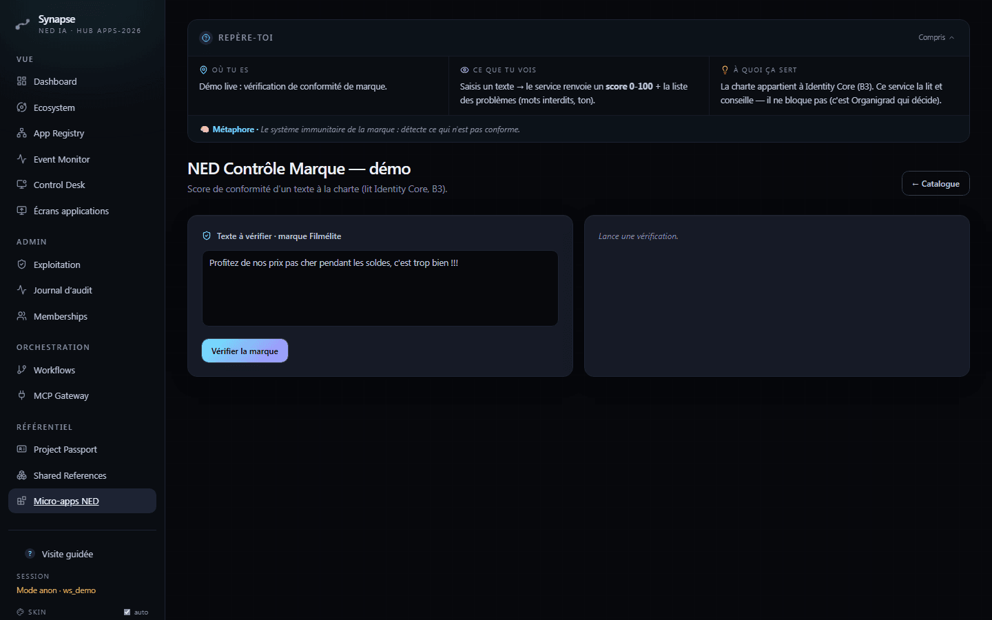 micro-apps-ned — hero : interface du logiciel