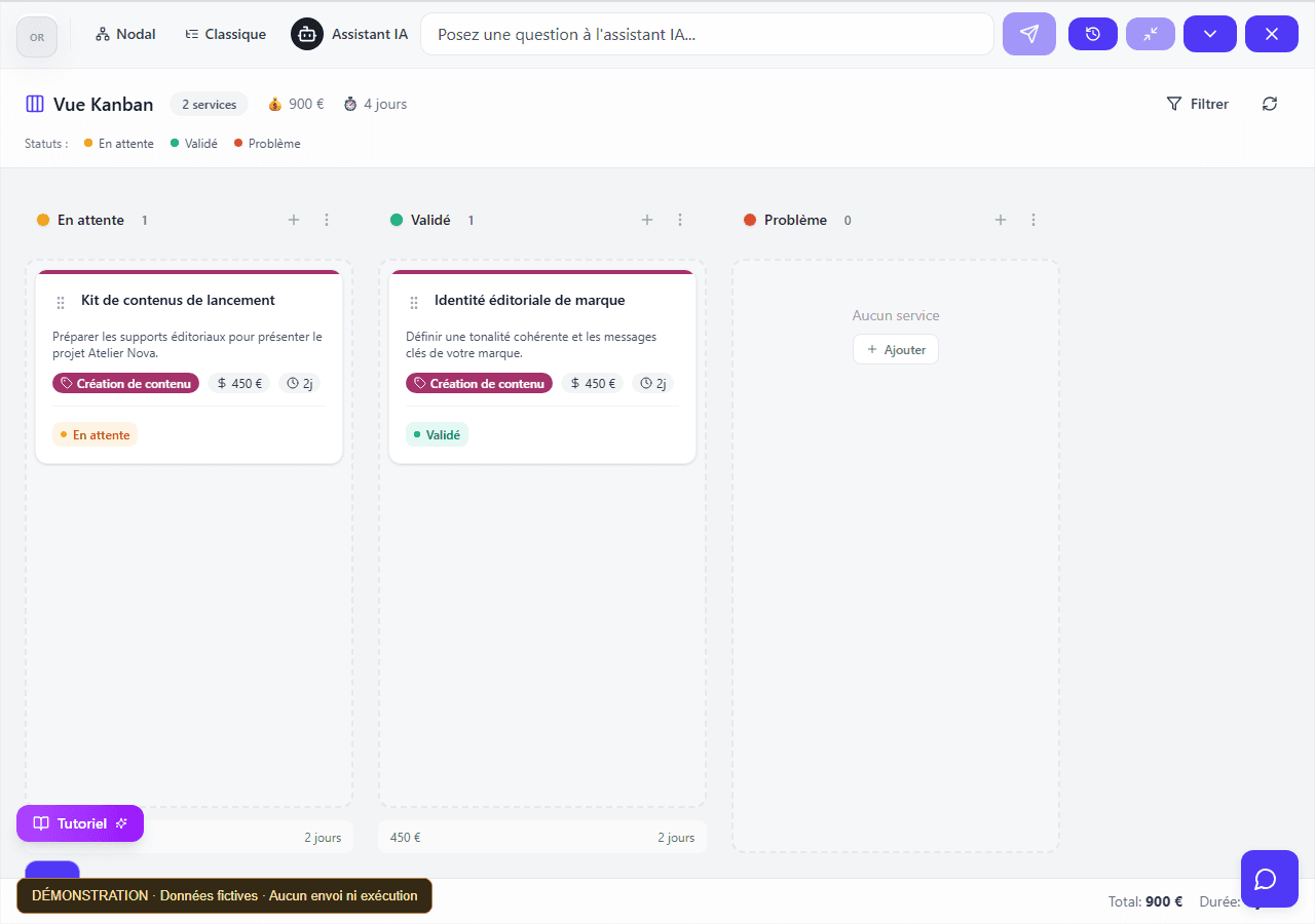 NED IA — parcours en vue Kanban