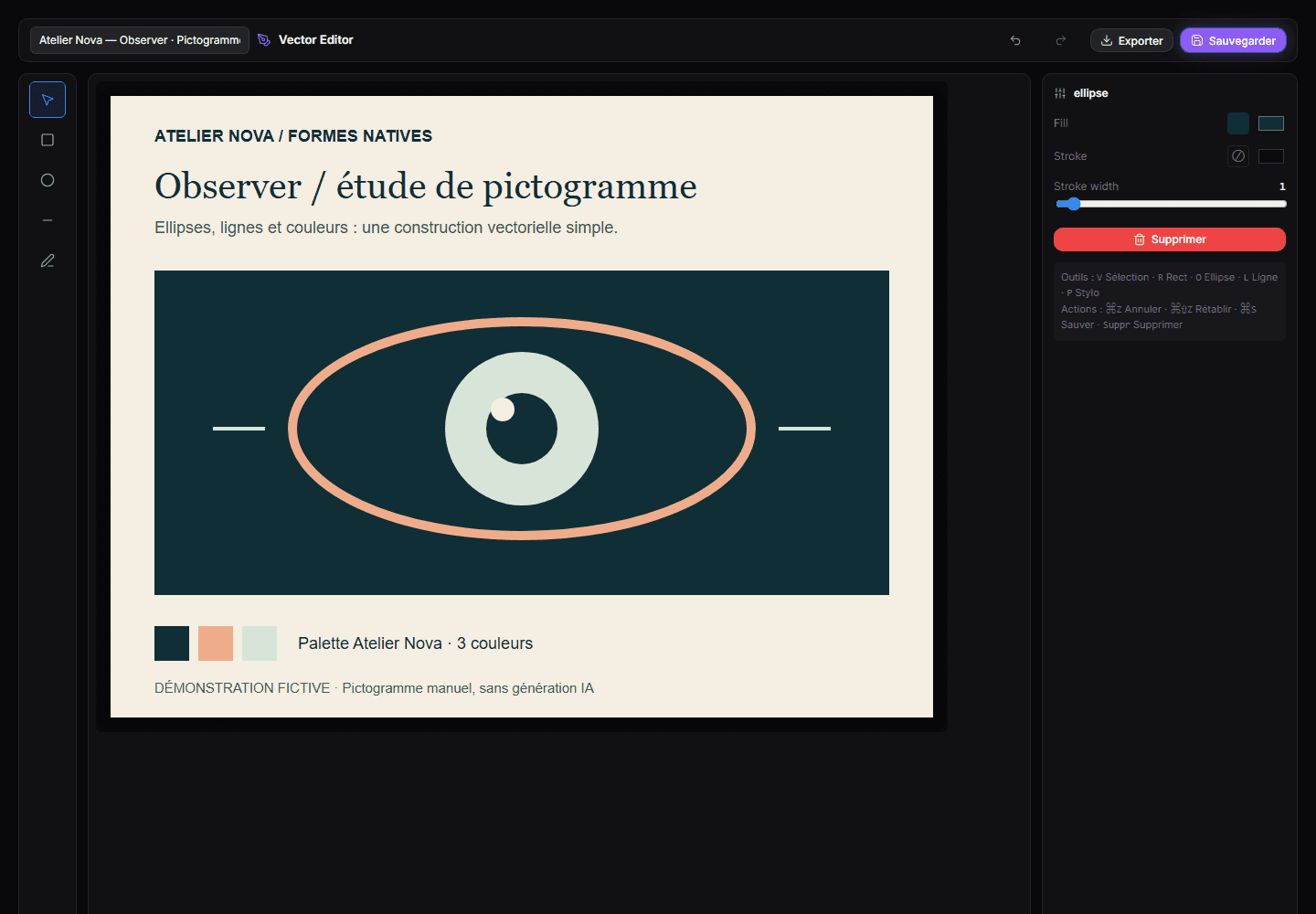 Vector Studio — pictogramme et propriétés de forme