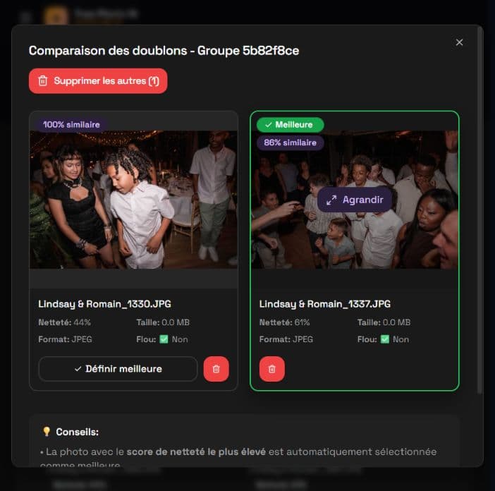 TREEPHOTO — comparaison de deux photos